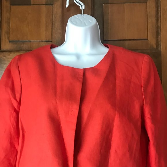 NWT Talbots Red Linen Jacket w/Peplum Size 12 - Picture 2 of 10